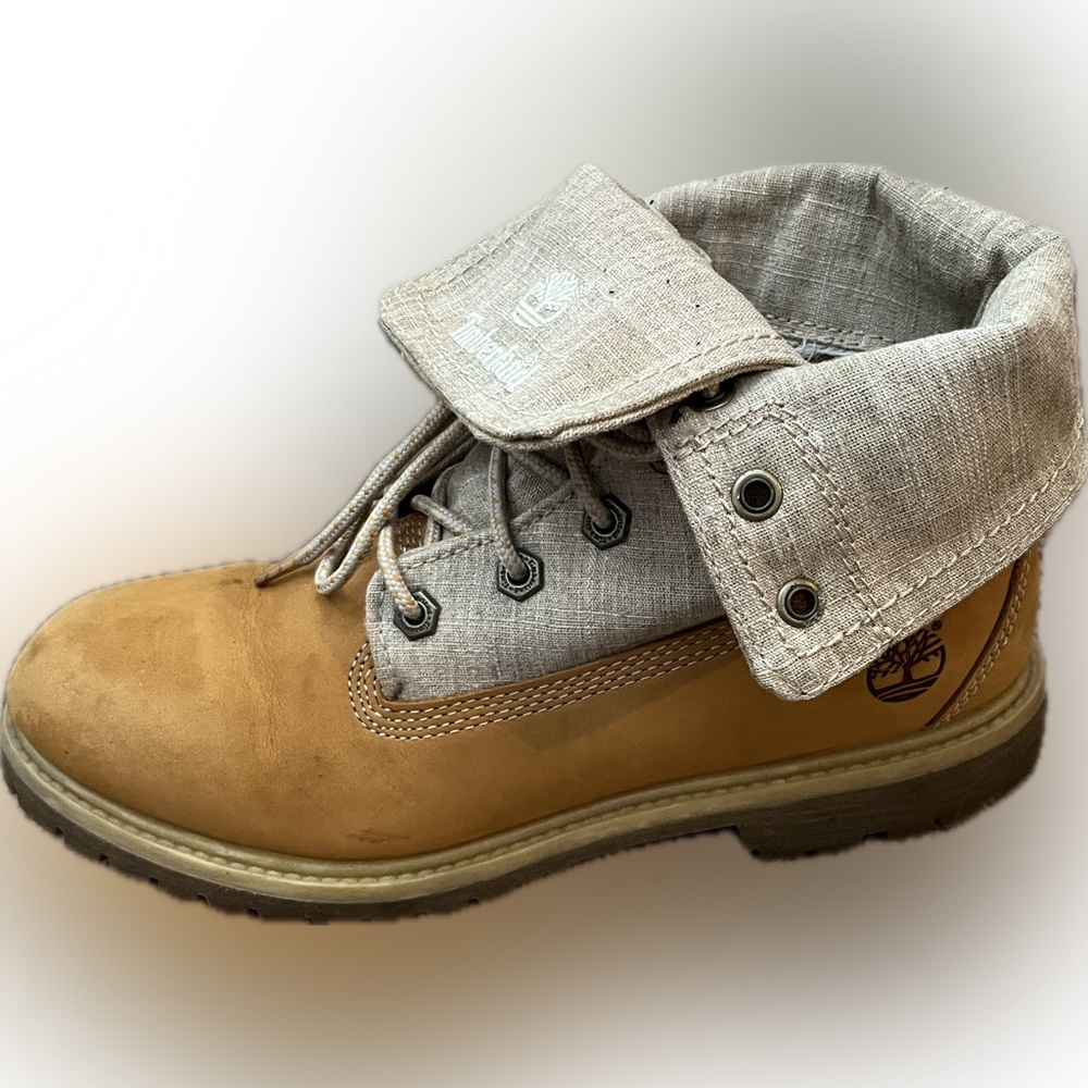 Timberland Women’s Authentics Roll-Top Leather & Fabric Boots Size 8.5